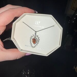Elegant Silver and Orange Pendant Necklace bomb party
